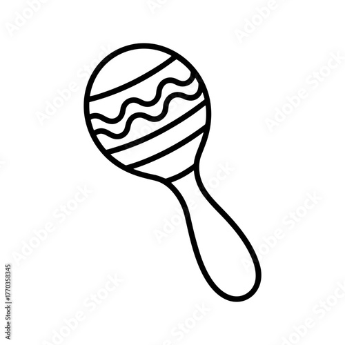 Mexican maraca musical instrument line art vector graphic icon 