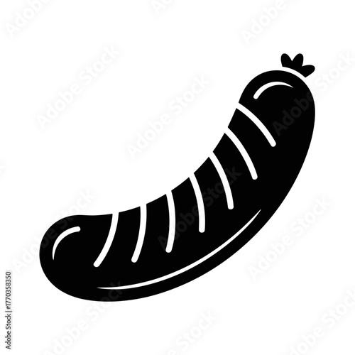 Simple sausage icon vector black glyph food symbol illustration 
