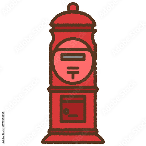 手書き風のシンプルアイコンイラスト　郵便ポスト