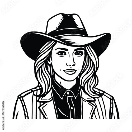 Trendy woman wears modern western