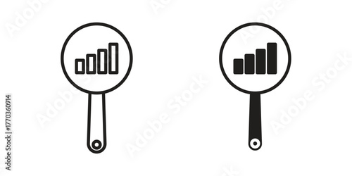 Analysis icon illustrations collection. editable stroke outline and flat style