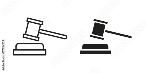 Auction icon illustrations collection. editable stroke outline and flat style