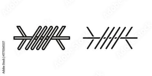 Barbed Wire icon illustrations collection. editable stroke outline and flat style