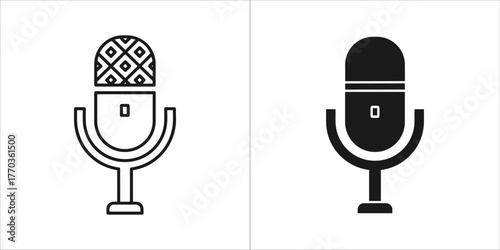 Two microphone icons, one outline and one filled