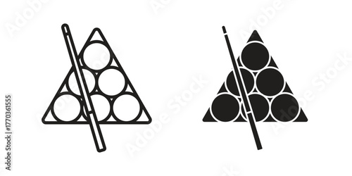 billiards icon illustrations collection. editable stroke outline and flat style