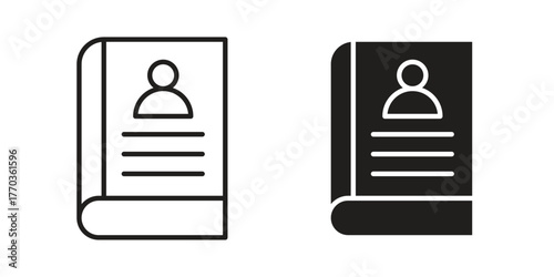Biography icon illustrations collection. editable stroke outline and flat style