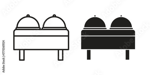 Buffet icon illustrations collection. editable stroke outline and flat style