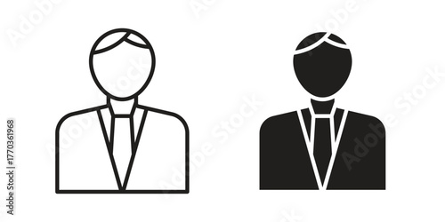 Businessman icon illustrations collection. editable stroke outline and flat style