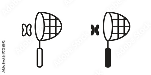 Butterfly catcher icon illustrations collection. editable stroke outline and flat style