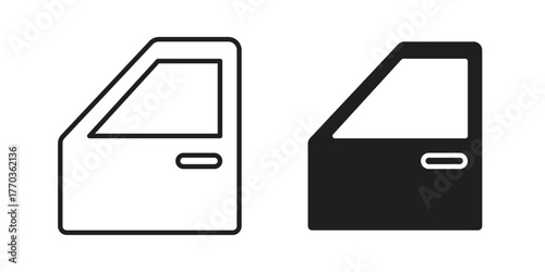 car door icon illustrations collection. editable stroke outline and flat style