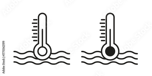 Car temperature icon illustrations collection. editable stroke outline and flat style