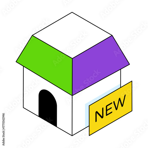 New home icon, editable vector 