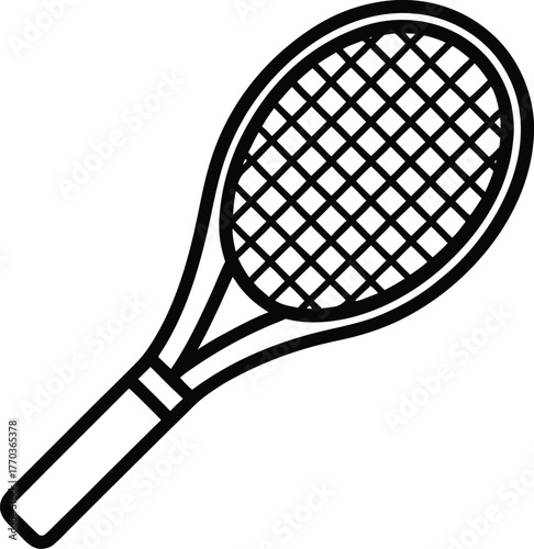 Minimalist monoline tennis racket illustration