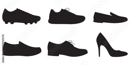 Silhouette Collection of Footwear and Shoe Types for Style and Fashion