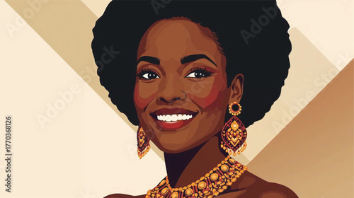 Elegant African Woman Portrait with Traditional Jewelry.