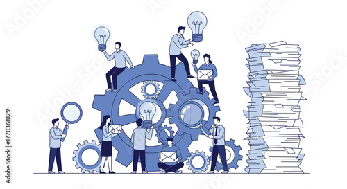 Empowered team brainstorms innovative ideas for business growth using creativity and teamwork, solving complex problems for strategic advantage