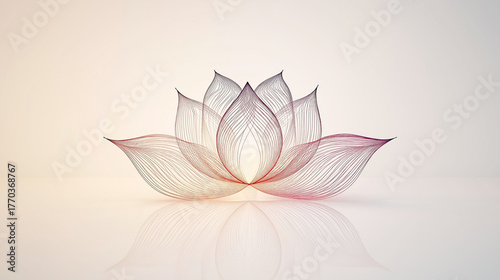 Elegant abstract lotus flower design with delicate flowing lines and subtle color gradient.