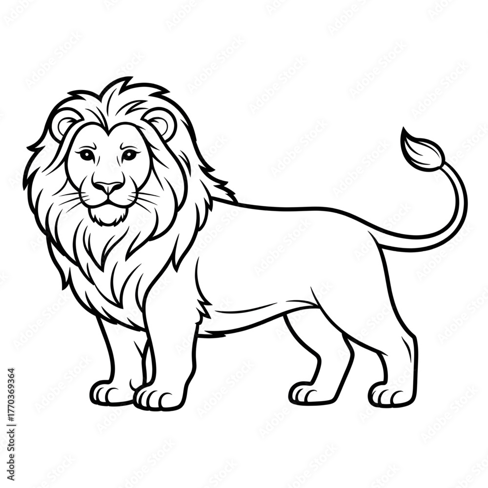 Obraz premium vector illustration of a lion coloring page 