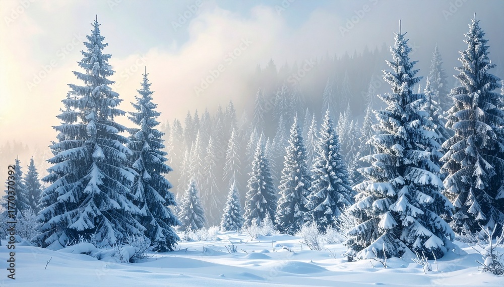 Fototapeta premium winter forest in the morning