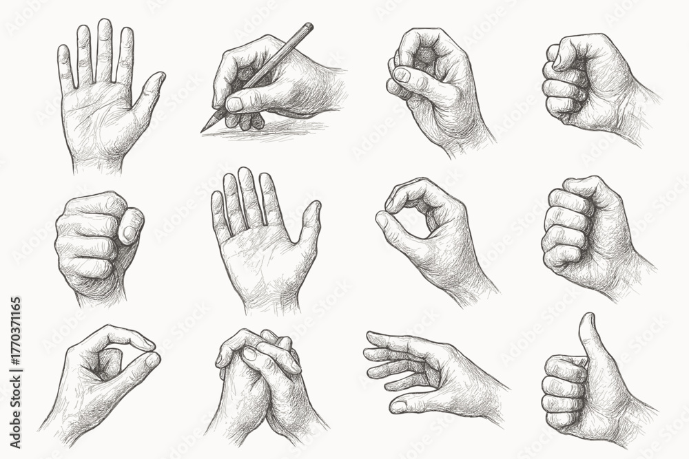 Fototapeta premium Strokes detailed drawn icon shading art hand ink set vector pencil sketch