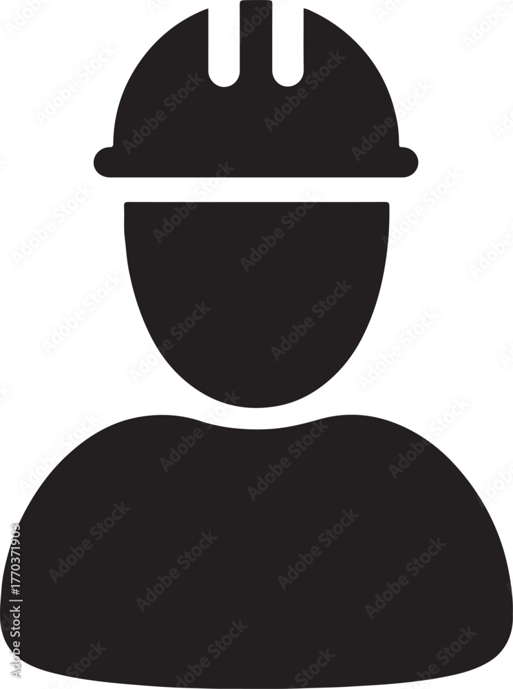 Fototapeta premium Hard hat engineer avatar icon vector representing safety, construction, and professional worker concept.