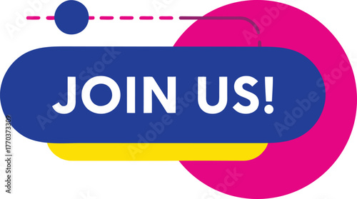 Join us banner with abstract shapes and text