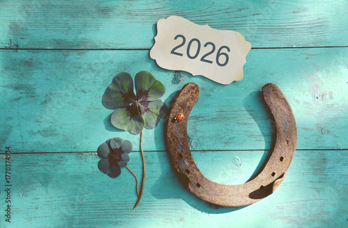 Horseshoe with lucky clover...