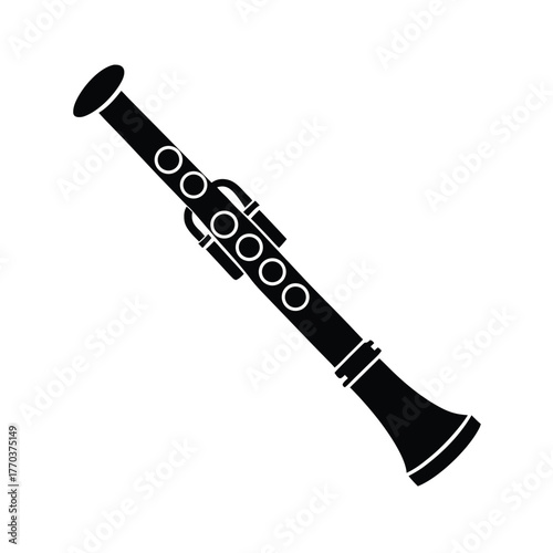 Flat Vector Icon of Clarinet