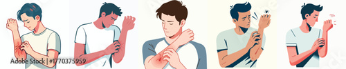 vector of a man gesture scratching an itchy allergy