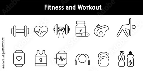 fitness sport workout exercise outline line icon