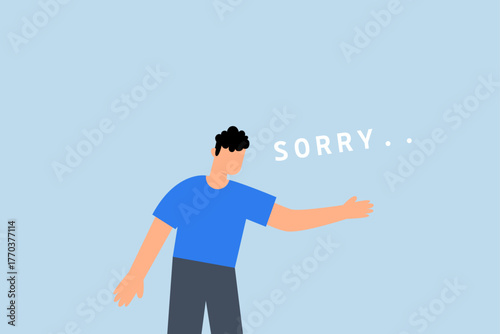 say sorry, businessman bow down say sorry for apologize