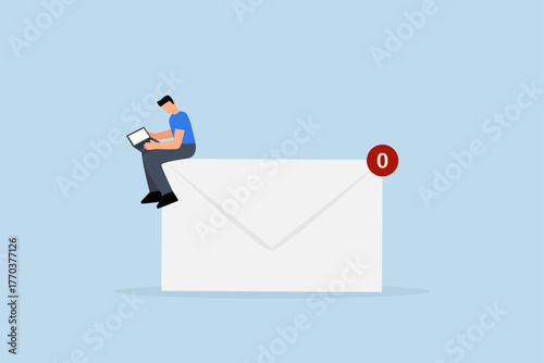 Email management, businessman work with computer laptop on email envelope