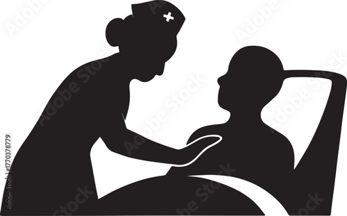 Silhouette of a pregnant woman with baby and family love illustration