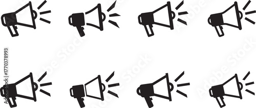 Loudspeaker megaphone set on white background