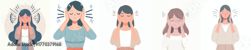 vector of a woman gesture covering his ears from sound