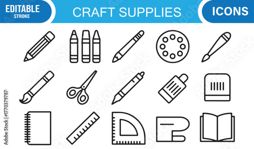 Creative Stationery Symbols – Vector Outline Toolkit