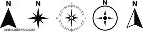 Compass and map direction symbols collection north arrows and navigation elements.