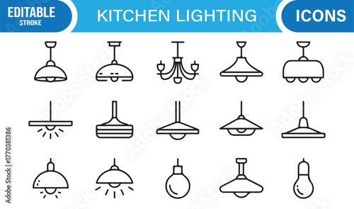 Minimal pendant lamp and ceiling light vector set