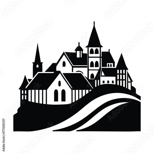 Ba Na Hills French Village Architecture Vector