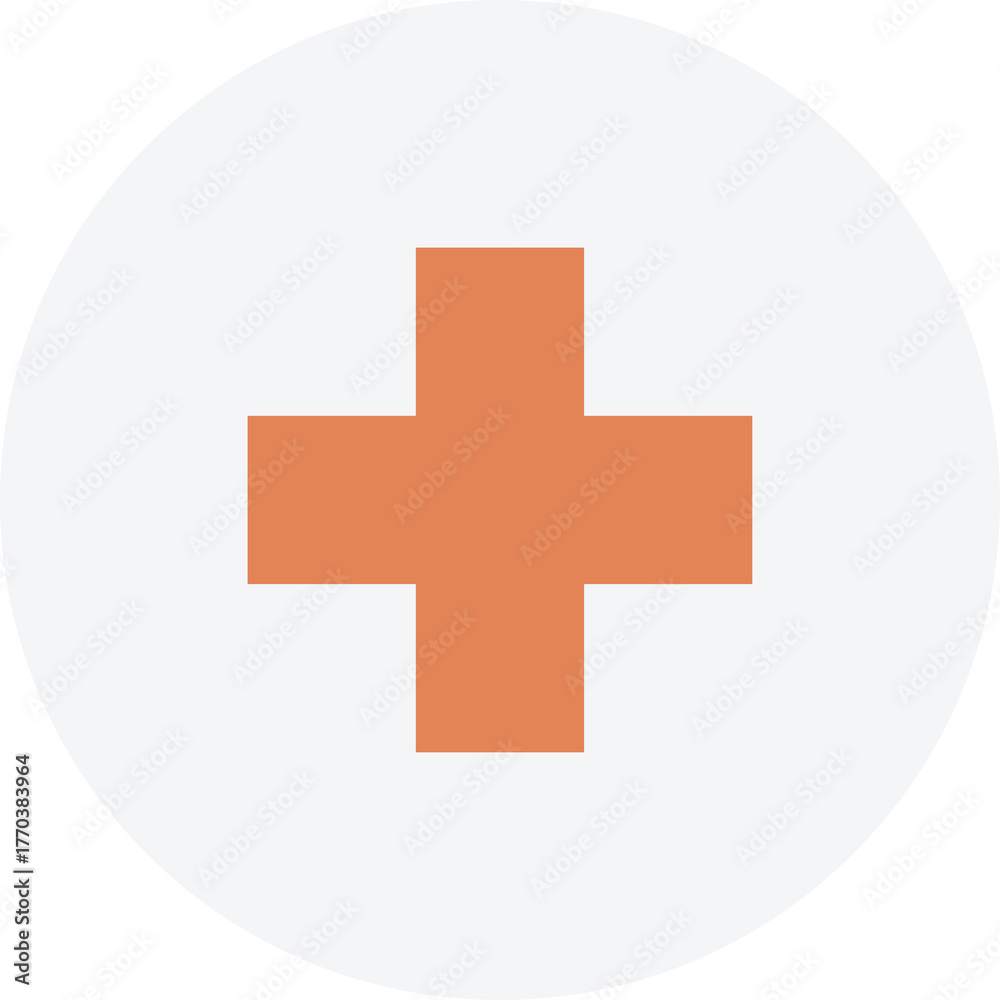 Fototapeta premium Orange Cross Symbol Centered Within White Circle Against Transparent Background