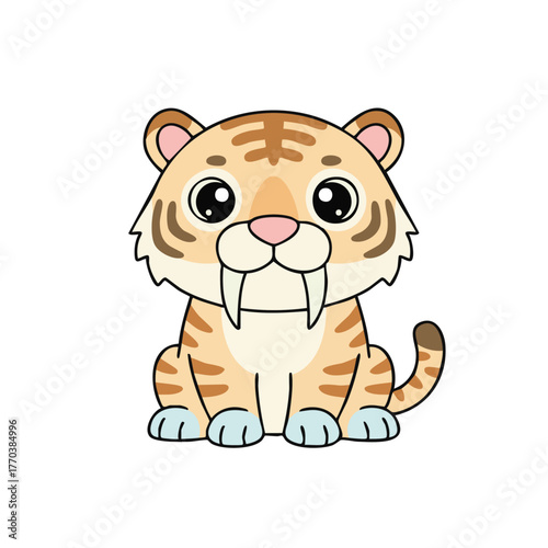 A cute vector saber-toothed tiger