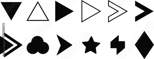 Flèche and Arrow Bullet List Icons. flèche, Bullet List for PowerPoint Presentation, Bullet point collection, arrows set. Vector illustration. Bullet point collection for presentation
