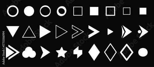 Flèche and Arrow Bullet List Icons. flèche, Bullet List for PowerPoint Presentation, Bullet point collection, arrows set. Vector illustration. Bullet point collection for presentation
