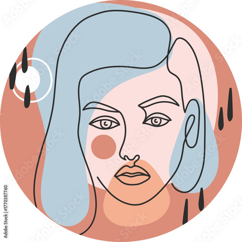 Social media highlight covers. Abstract boho story icons for beauty bloggers with female faces, hands and flowers, round shaped vector set