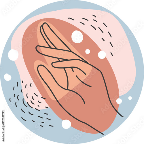 Social media highlight covers. Abstract boho story icons for beauty bloggers with female faces, hands and flowers, round shaped vector set