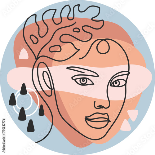 Social media highlight covers. Abstract boho story icons for beauty bloggers with female faces, hands and flowers, round shaped vector set