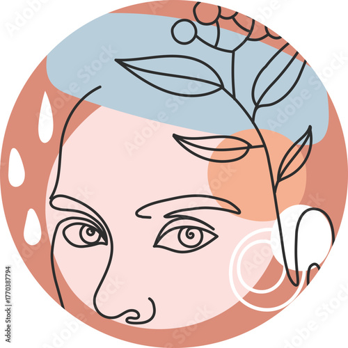 Social media highlight covers. Abstract boho story icons for beauty bloggers with female faces, hands and flowers, round shaped vector set