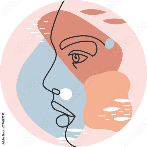 Social media highlight covers. Abstract boho story icons for beauty bloggers with female faces, hands and flowers, round shaped vector set