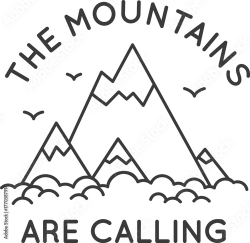 Adventure line badges. Outdoor travel logos and emblems with mountain, cabin in forest, tropical island, village and ocean liner, vector set