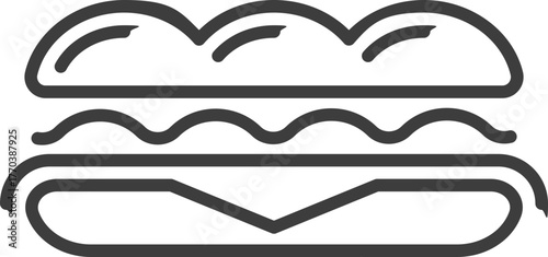 Fast food line icons. Cafeteria snack, sandwich, drink, pizza, hamburger and hotdog. Outline takeaway dishes and cafe menu symbol vector set